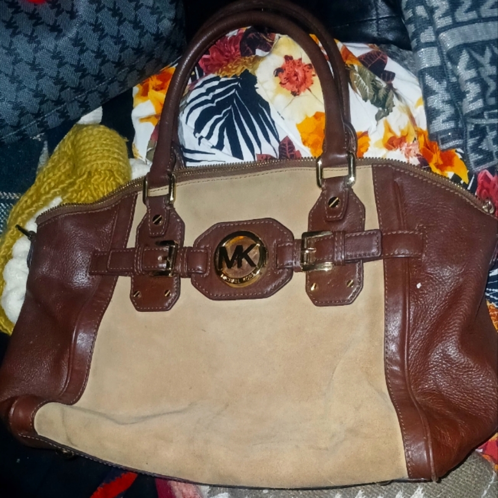 Michael Kors Brown and Tan Leather Tote Bag